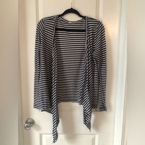 J.Crew navy and white womens open lightweight cardigan. Size medium